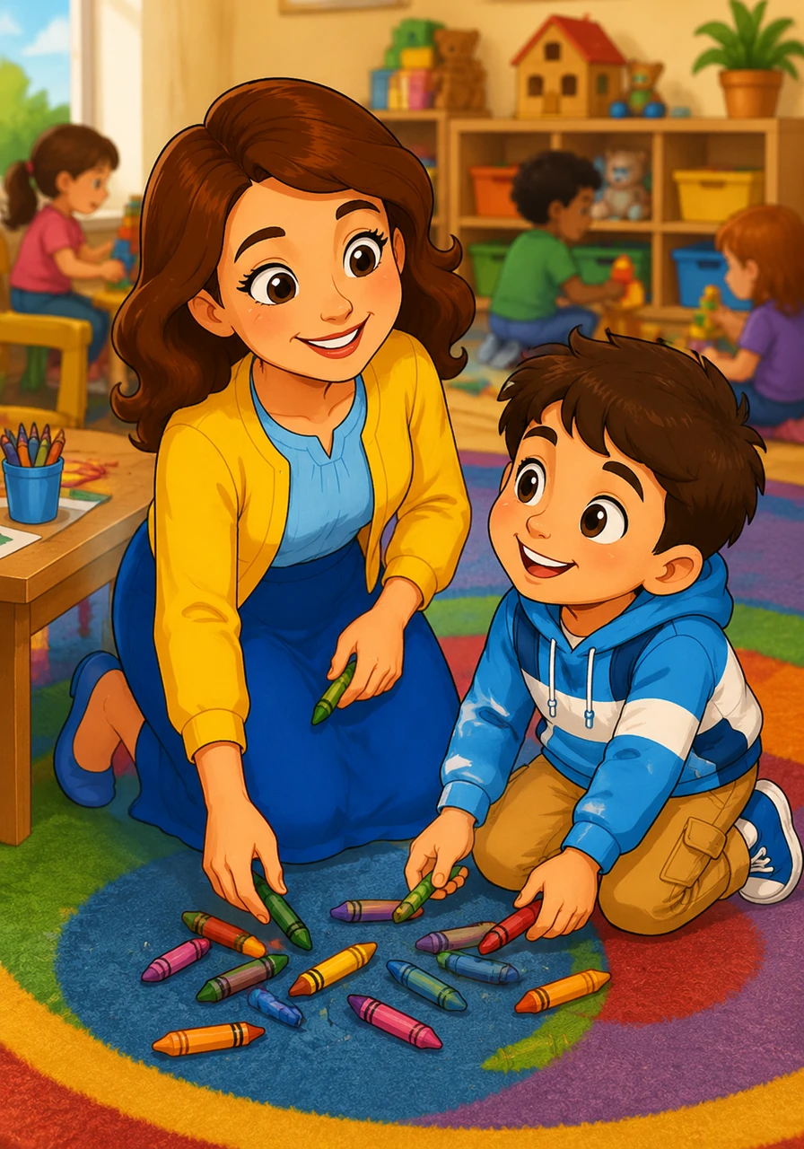 Throughout the busy classroom day, Mrs. Monica is always there with a helpful hand and a patient, loving expression. Whether picking up dropped crayons or sharing a sweet word, her genuine kindness shines brightly in everything she does.