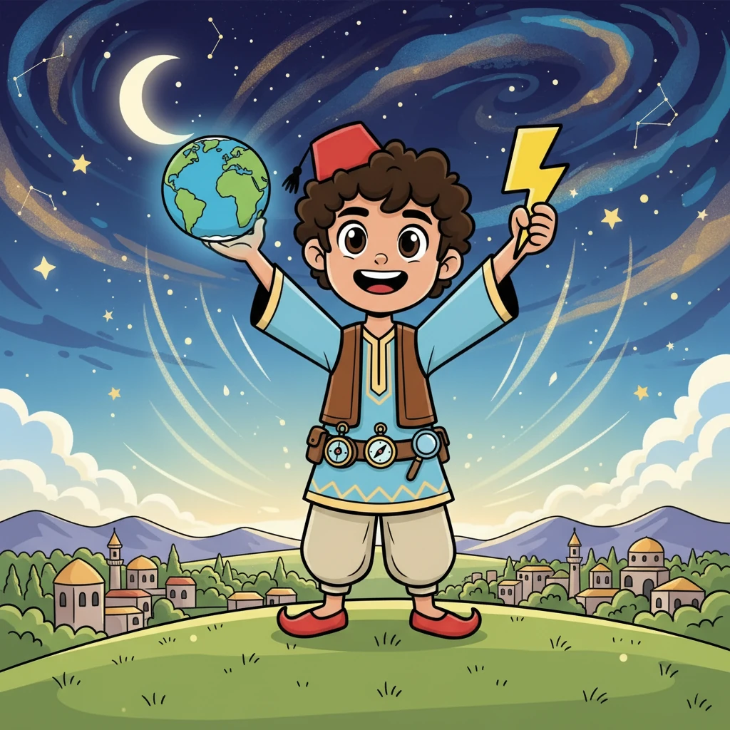 احتفل يوسف بنجاحه، مدركًا أن العلم والشجاعة يمكن أن ينقذا العالم. نظر إلى السماء، واعدًا بمواصلة حماية الأرض.