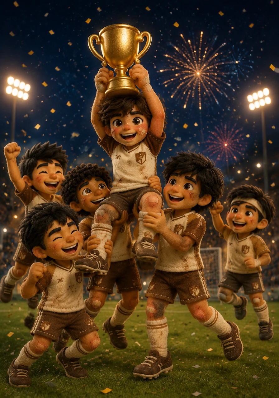 As the final whistle blew, Team Antu erupted into a wild celebration, lifting a gleaming golden trophy high into the sky. They danced and cheered late into the night, savoring a victory they had earned with sweat, tears, and pure heart.
