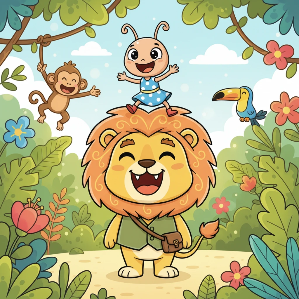 O coração de Leo, antes pesado pela solidão, agora transbordava de alegria e carinho. Ele ria alto e brincava com Pipoca, que pulava e dançava em sua cabeça. A selva inteira parecia mais brilhante com a felicidade dos dois amigos.