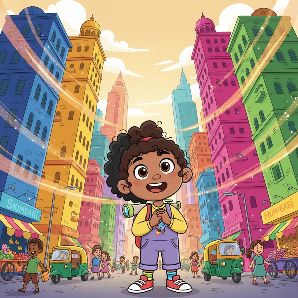 Their new home was Mumbai, a city buzzing with energy and towering buildings that tickled the sky. Samar's eyes widened at the vibrant colors and lively streets, a stark contrast to the quiet charm of Amsterdam. It felt like stepping into a giant, exciting kaleidoscope.
