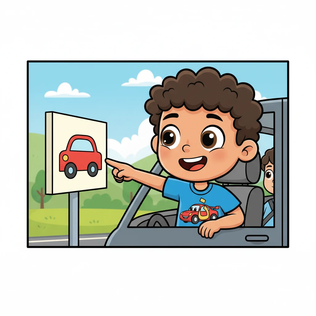 وفي نزهة بالسيارة، أشار فارس بحماس إلى شعار سيارة على الطريق. "أمي، انظري! هذا الحرف 'م' مثل سيارة ماما!". لقد بدأ يرى الحروف في كل مكان من حوله، بفضل السيارات.