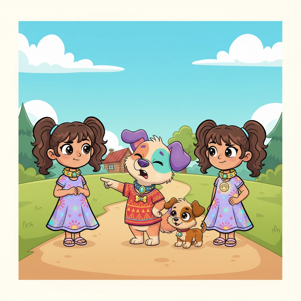 Después de mucho tiempo sin éxito, el perro rojo, con un suspiro, señaló un camino hacia una cabaña lejana. Les dijo que su dueño podría ayudarlos, pero solo si encontraban un cofre especial. Nicole y Coco intercambiaron miradas de determinación.