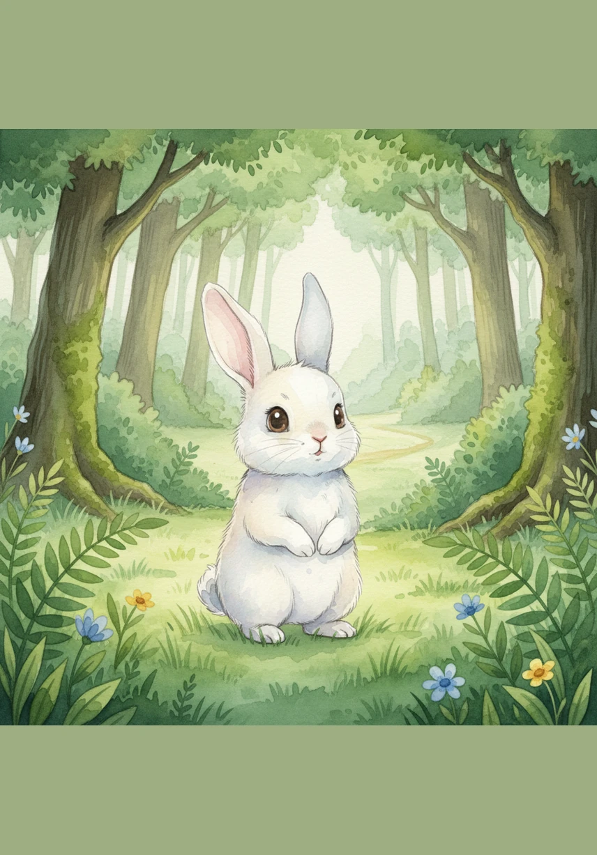 Chintu was a small, fluffy rabbit with long ears and a very curious heart. He lived in a peaceful corner of a vast, emerald-green forest where the grass was always soft and sweet.