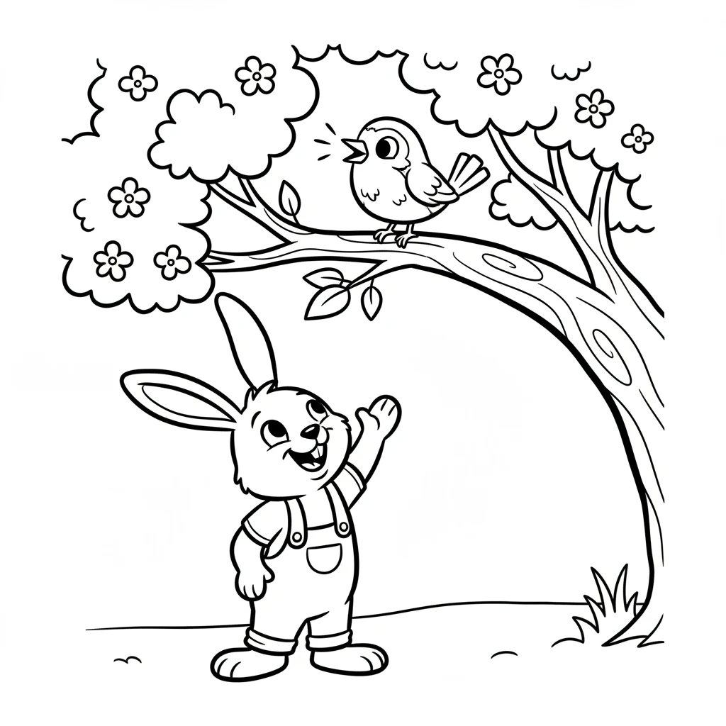 Outside, Barnaby meets his best friend, Rosie Robin. She chirps hello from a branch of a big, blooming spring tree.