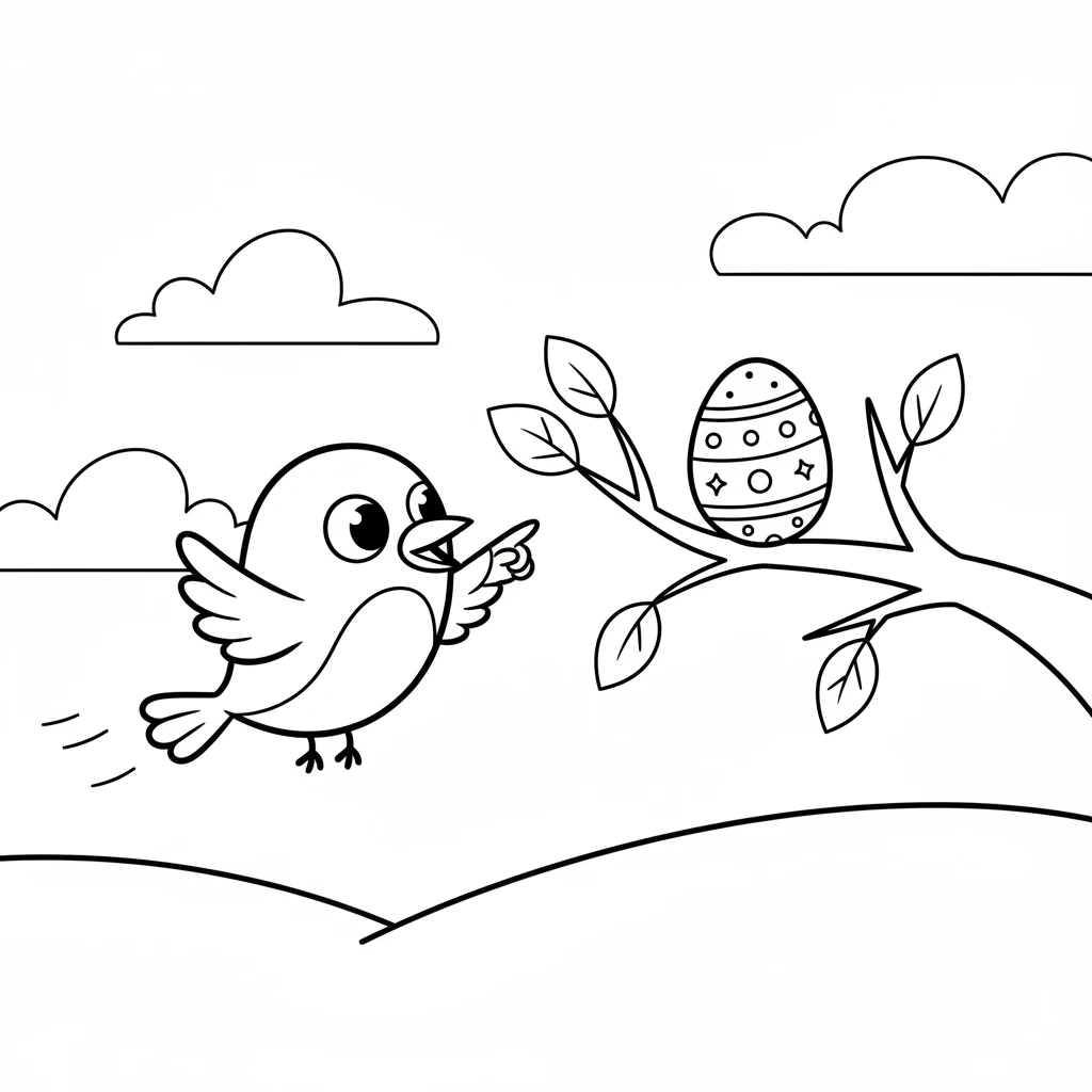 Rosie flies ahead, chirping excitedly. She points her beak to a sparkly pink egg resting safely in a tree branch.