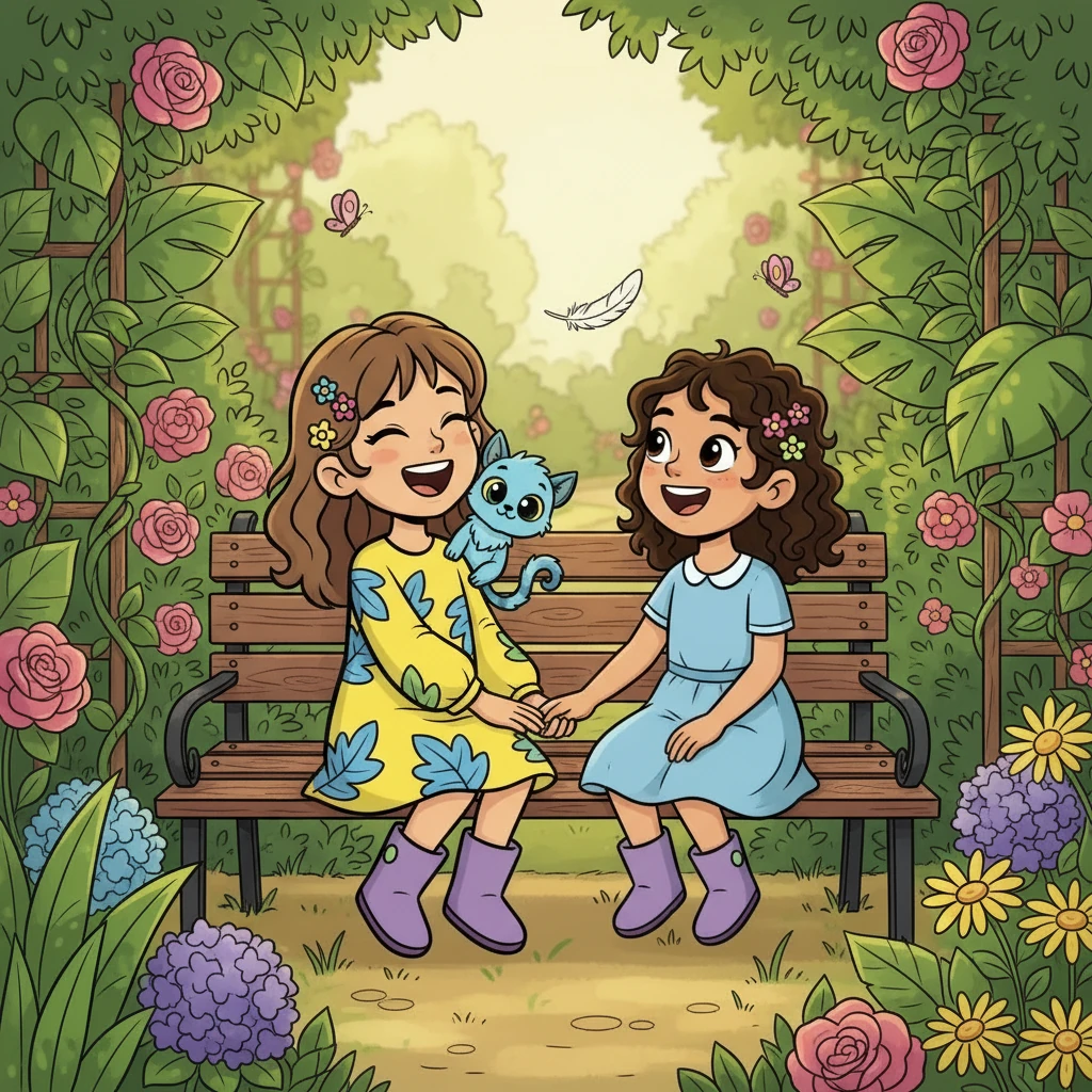 Days turned into weeks, and the garden bloomed with new leaves. Tory and Amara, no longer alone, sat together on the bench, now filled with laughter and friendship. They realized that true friends are those who make you feel light, like a feather, not a burden.