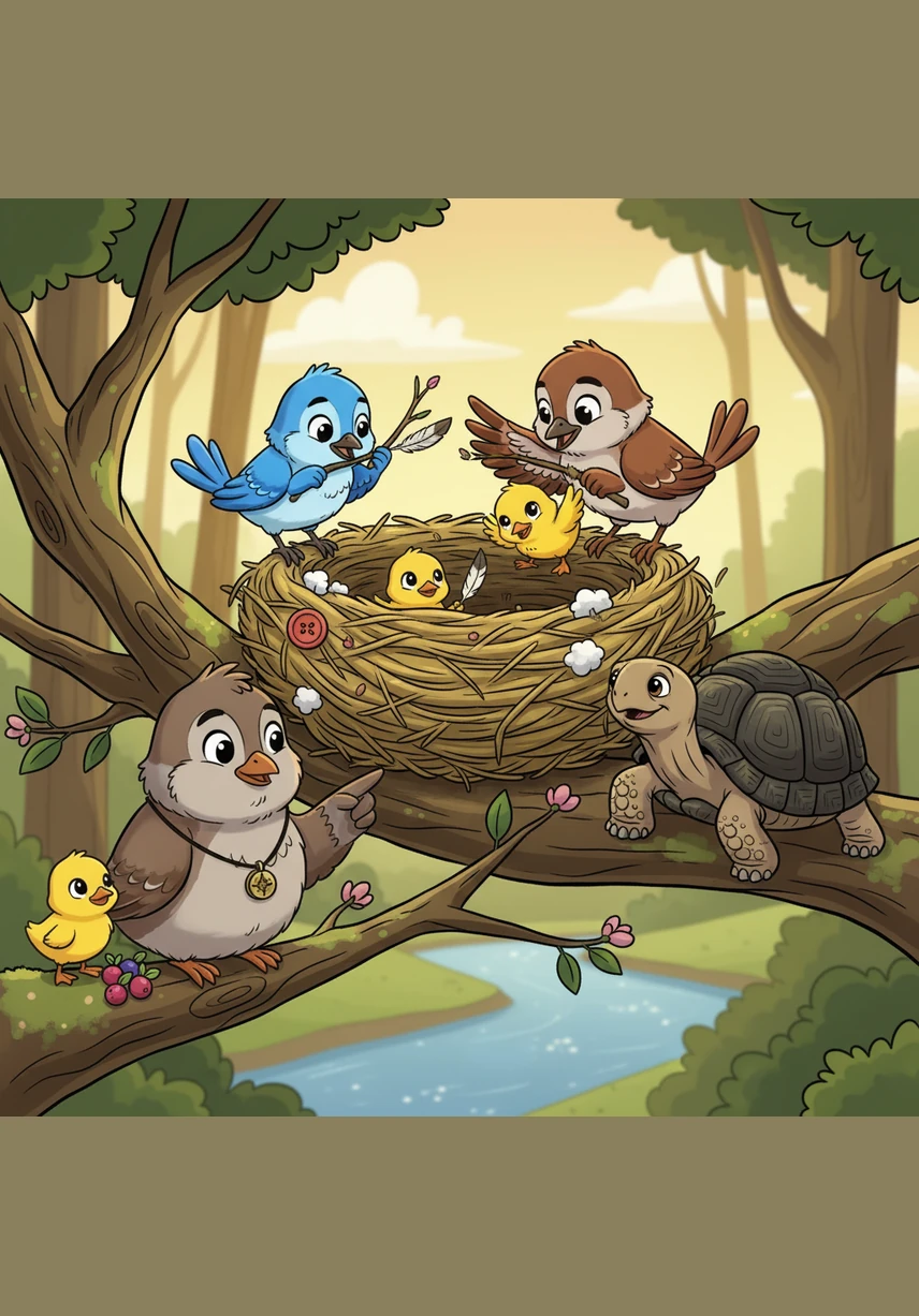 တစ်နေ့မှာတော့ ငှက်ကလေးတွေက သစ်ပင်အမြင့်ကြီးပေါ်မှာ အသိုက်ဆောက်ဖို့ ကြိုးစားနေတာကို သူတွေ့လိုက်ရပါတယ်။ ဒါပေမဲ့ ငှက်ကလေးတွေက သစ်ကိုင်းအကောင်းစားတွေကို မမှီနိုင်ဘဲ ဖြစ်နေကြပါတယ်။