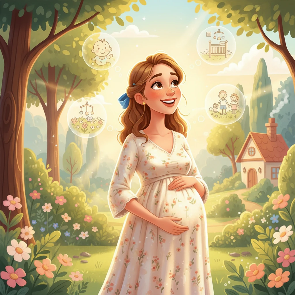 Maria está radiante, segurando a barriga de grávida sob o sol da manhã. Ela sente as primeiras transformações em seu corpo, um misto de felicidade e um toque de receio. Ela sonha com o futuro e com o pequeno ser que está crescendo dentro dela.