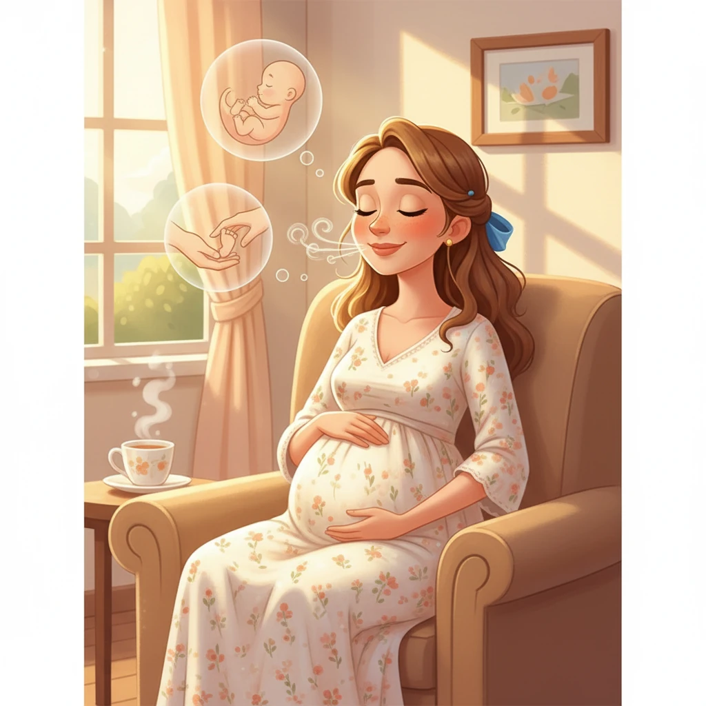 A barriga de Maria cresce a cada dia, e as mudanças hormonais trazem enjoos e emoções intensas. Mas ela aprende a respirar fundo e a encontrar a serenidade em meio às dificuldades. Ela se conecta com seu bebê através do toque e da conversa.