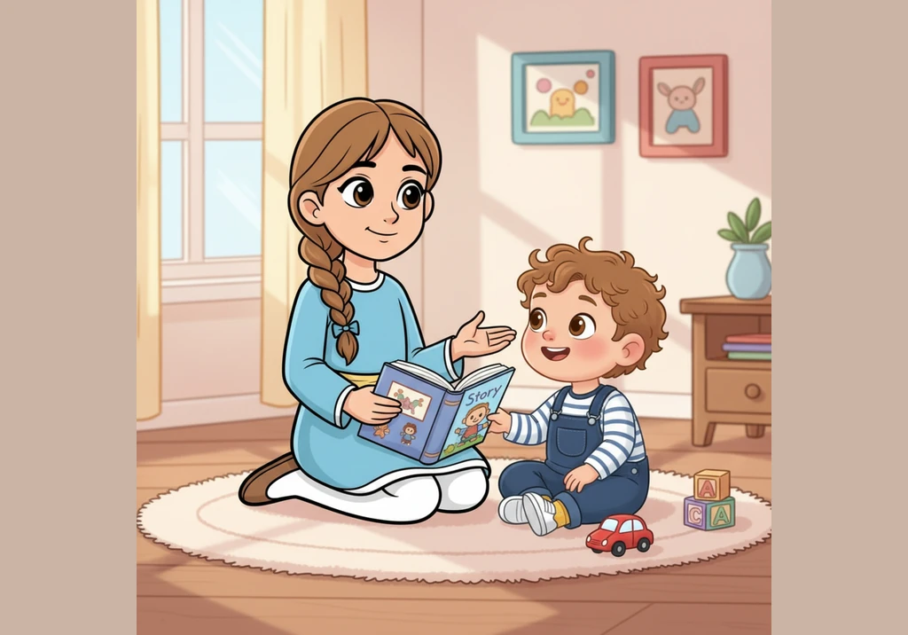 When Ehaan has a tantrum because he wants a blue plate instead of a green one, Maryam kneels down and turns the meal into a fun dinosaur game. She pre