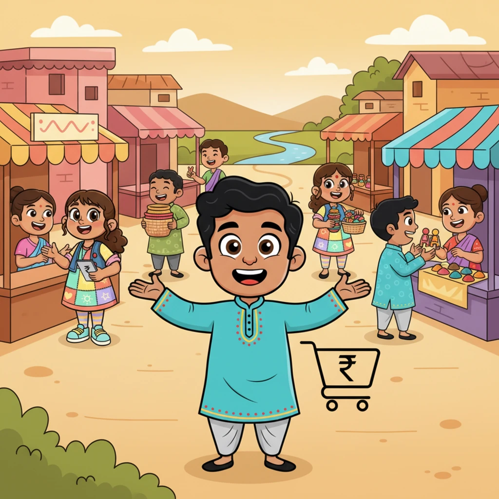 Rohan watched with a beaming smile as his community flourished. The vendors were happier, their crafts were reaching more people, and the village felt more connected than ever. He realized that a good idea, combined with teamwork, could make a big difference.