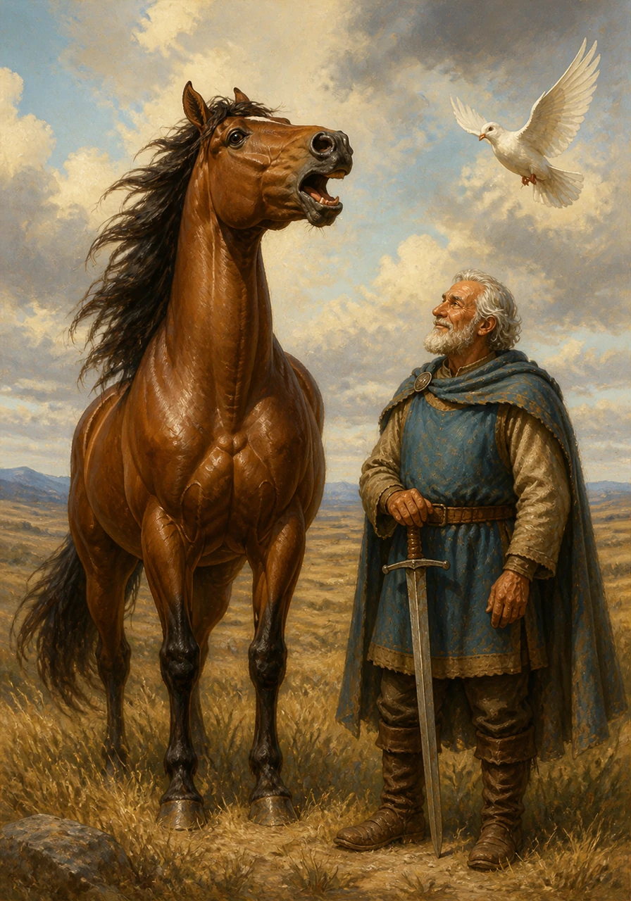 In the heart of the wild prairies lived Rahma, a brave mare with a shimmering brown coat and powerful muscles. She was known for her honesty, and her clear neigh always echoed the truth of her heart.