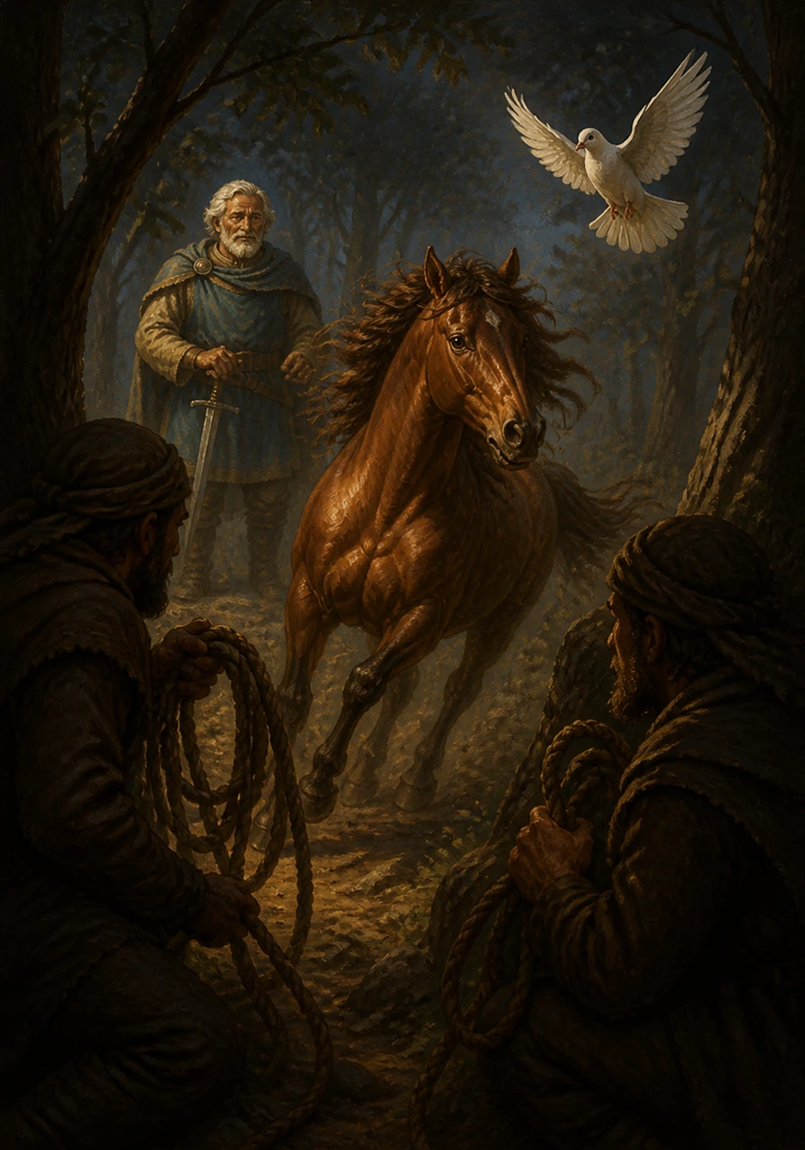 Hidden in the shadows, hunters lurked with heavy ropes, waiting for a chance to capture the swift mare. They sought to lock her away in dark, confined spaces where her speed would be forgotten.