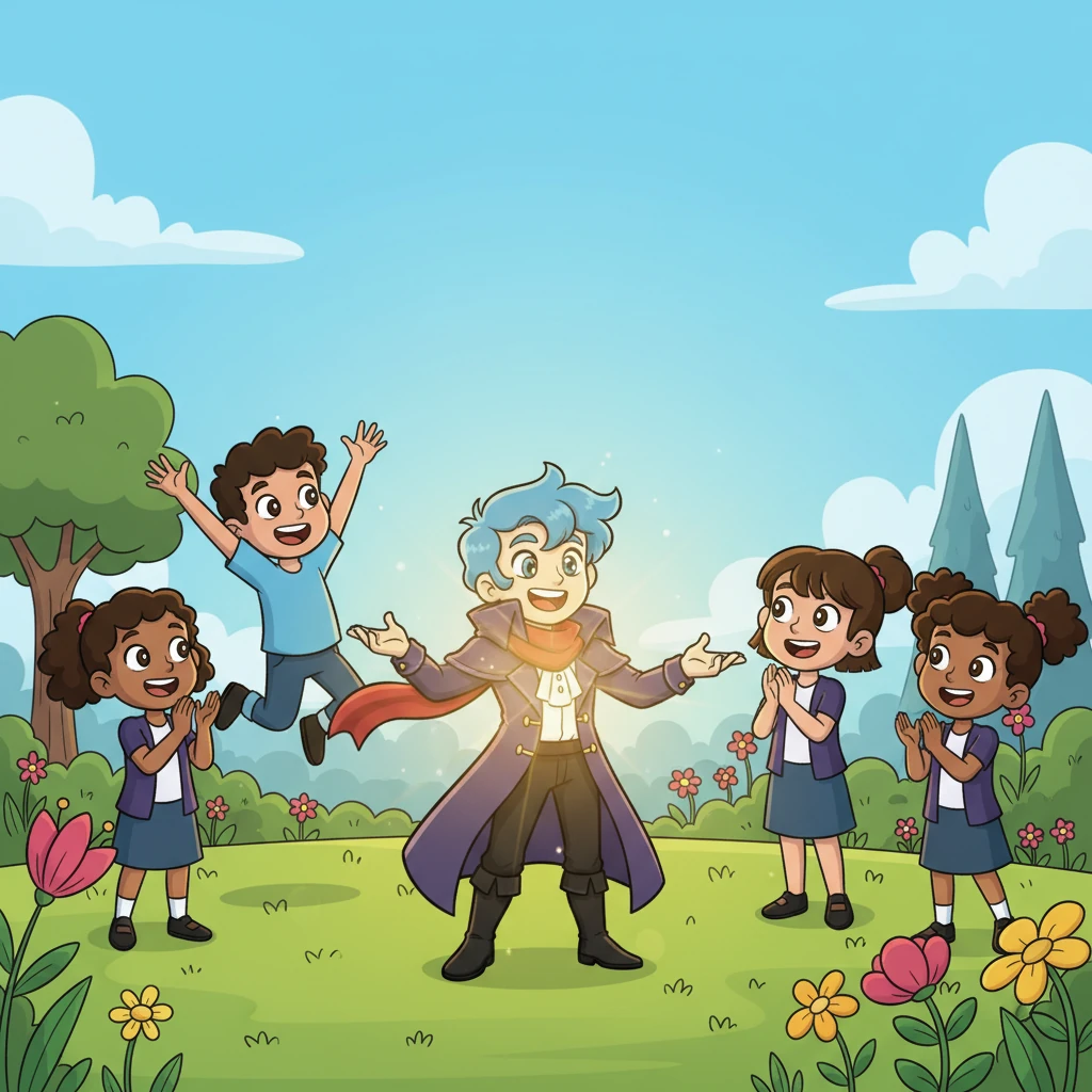 As his friends cheered, Joel felt a warm glow inside. He realized that being an "eminence in shadow" wasn't about being hidden, but about using his unique skills to help others and make his friends happy. His smile was as bright as the morning sun.