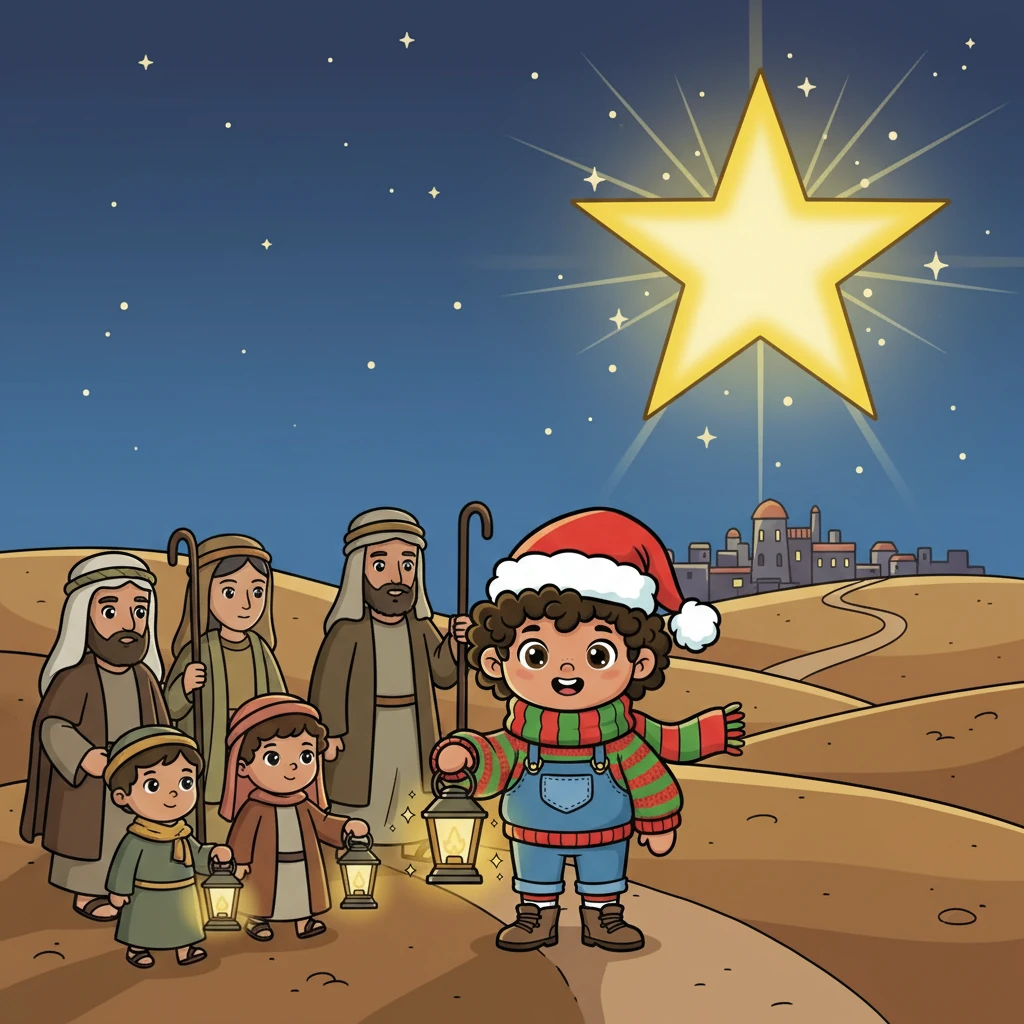 Following the radiant star, Samuel and other shepherds journeyed towards Bethlehem. They walked through the dark night, guided by the celestial beacon, their hearts filled with anticipation. The journey was long, but their faith kept them going.