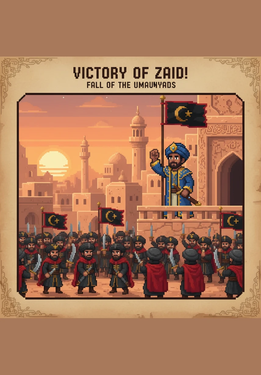 The Abbasid Caliphate flourishes into a Golden Age where art, science, and trade thrive across the continents. Zaid looks out over the vibrant, circular city of Baghdad, knowing that the courage of the revolution has lit a lantern of knowledge for all of humanity.
