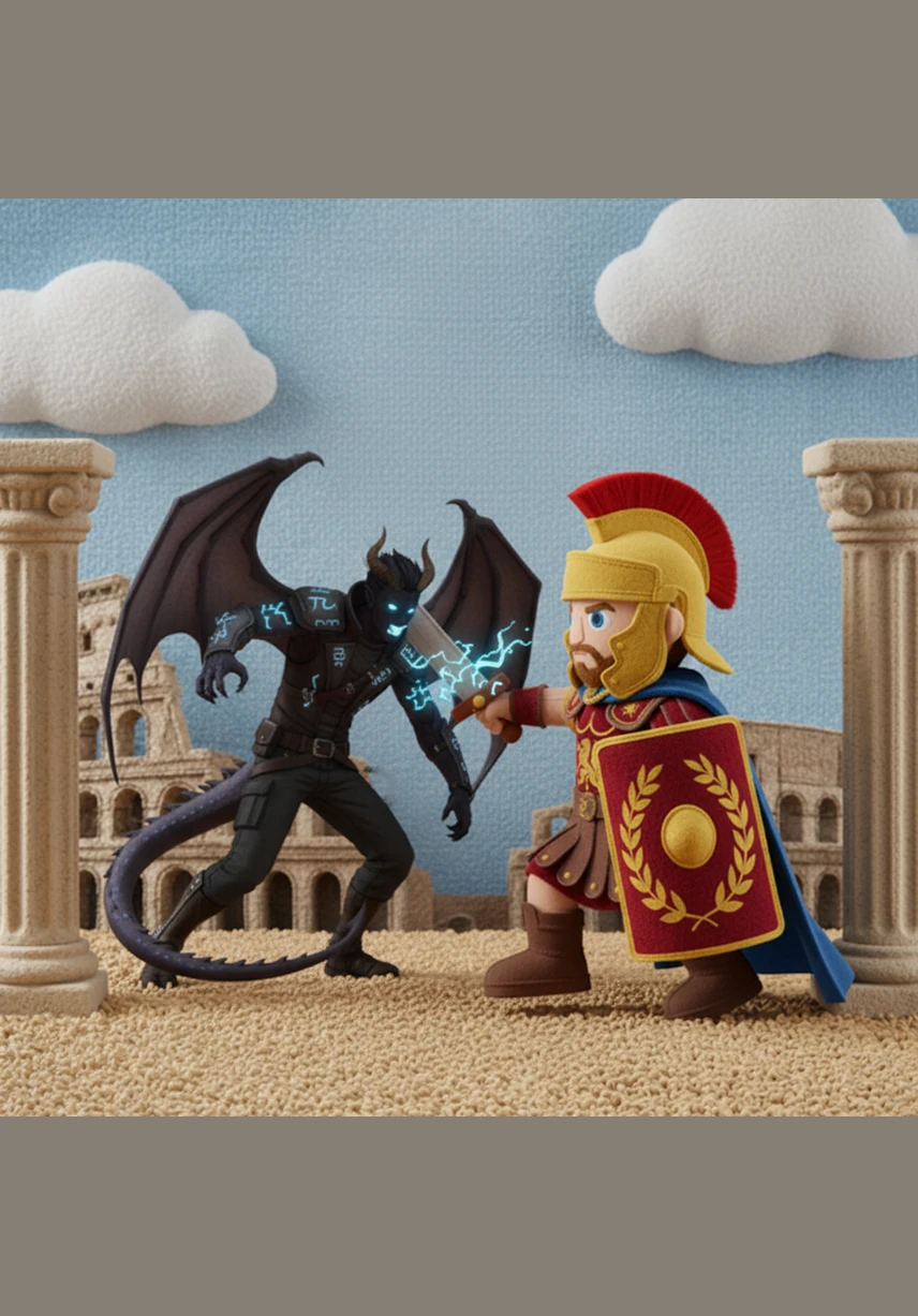 Without a second thought, Maximus drew his gladius and charged, a whirlwind of Roman steel and fury. He stood before the wounded creature, shielding its golden scales from the attackers until the last of the warriors fled back into the darkness of the woods.