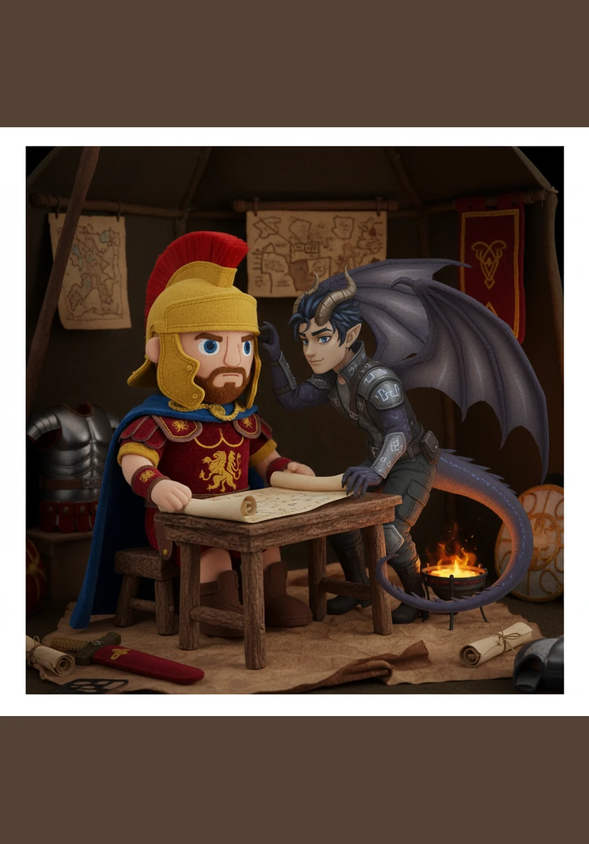 Maximus smuggled the hybrid back to the Roman camp, hiding him within the shadows of his command tent. Amidst the maps and armor, the two shared stolen moments of levity, with Byul constantly invading the stoic general’s personal space like a curious, winged pup.