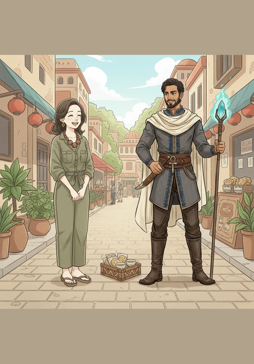 The air in Japan is fresh and sweet as Zaid finally meets Hana in person for the first time. Her humor is even more infectious than he imagined, and as they explore the city together, he realizes that her kind spirit is the light he has been searching for.