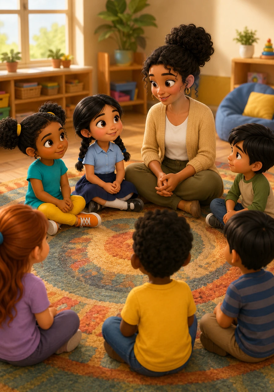 At the end of the day, Miss Nora gathers everyone in a circle to reflect on the choices they made and how positive consequences helped them grow. The students realize that following the rules makes their classroom a happier, safer place for everyone to learn.