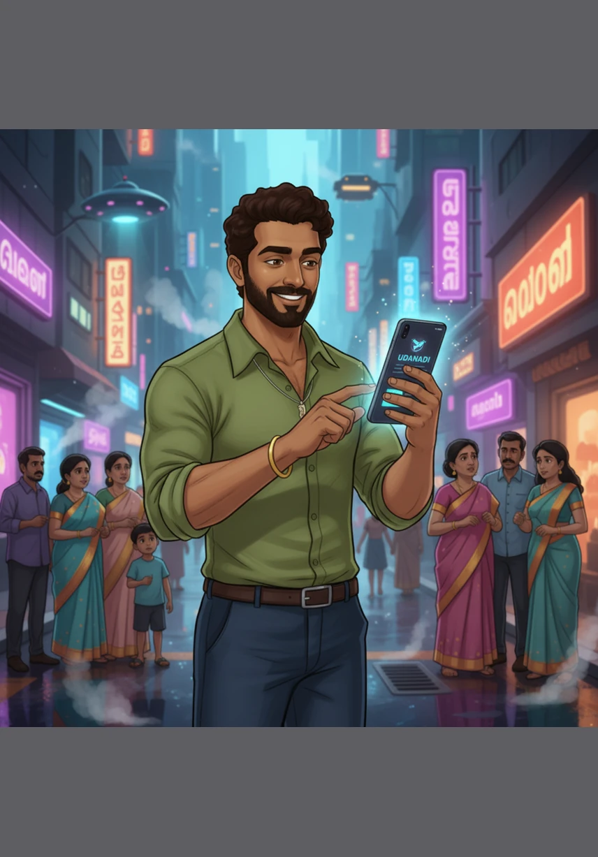 Just as he begins to lose hope, he remembers a neighbor mentioning a reliable local delivery service called UDANADI. He quickly pulls out his smartphone and opens the app with a glimmer of hope in his eyes.