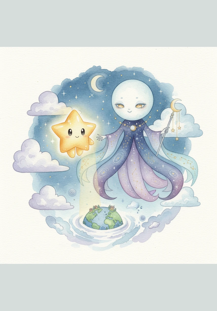 As the world settled into another quiet evening, Luma looked down with a satisfied heart, knowing she would soon rest again. She understood now that even the most brilliant stars need to sleep so they can wake up and shine their brightest. The night sky was peaceful, and all was right in the heavens.