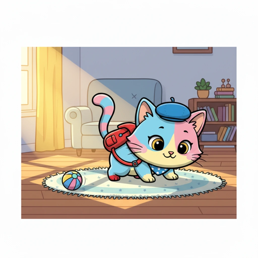 Con un po' di coraggio, ho iniziato ad esplorare la casa. Ogni angolo era una nuova scoperta: un tappeto morbido, un raggio di sole caldo sul pavimento, un giocattolo colorato che rotolava. La mia coda si muoveva curiosa mentre annusavo ogni cosa.