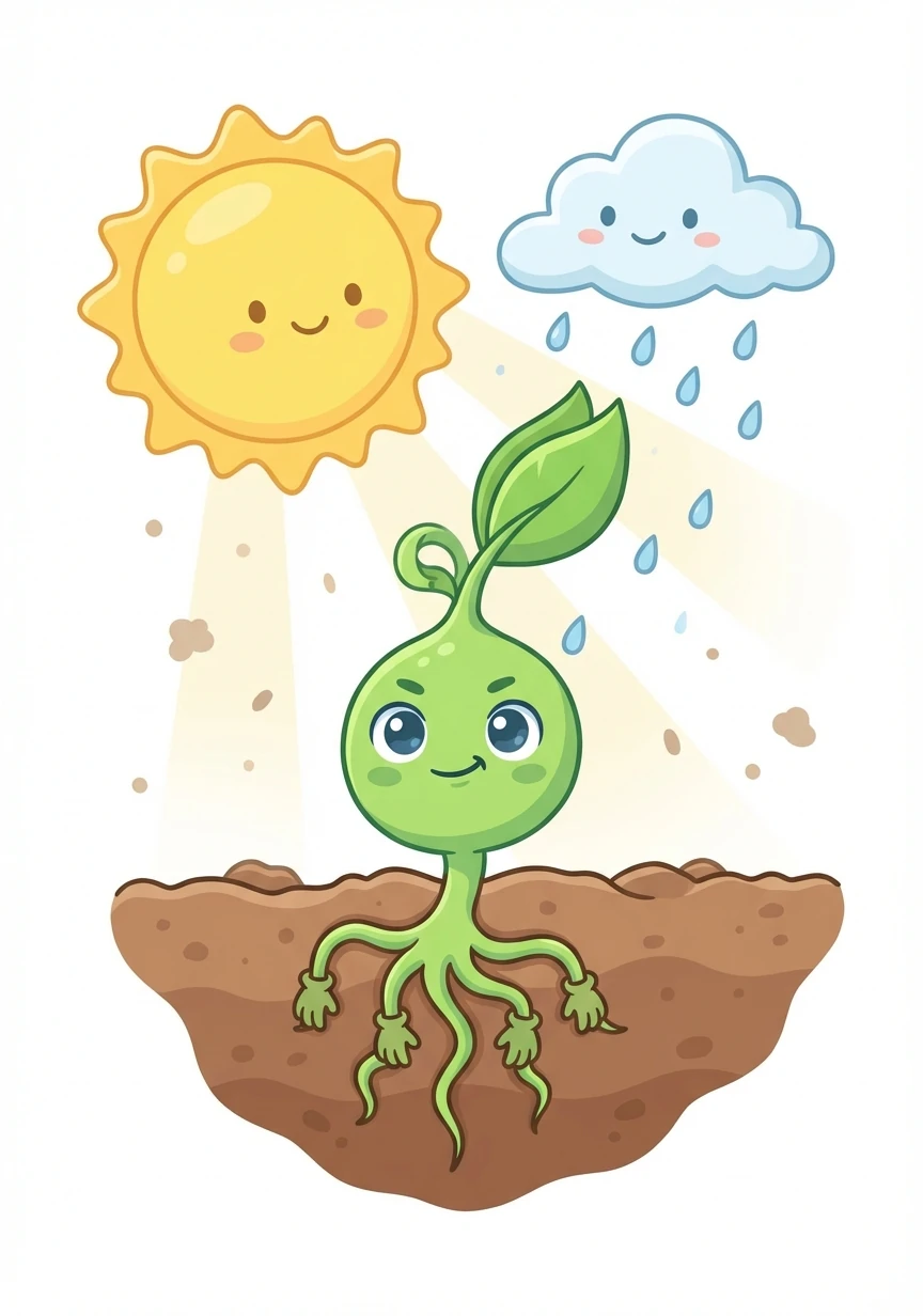 Inspired, Pip pushed his roots deep into the soil. He soaked up the sun and drank the rain, growing a little taller each day.