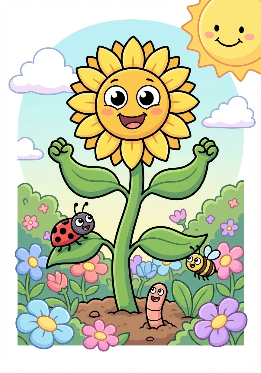Finally, Pip blossomed into the tallest, brightest sunflower in the garden. He proved that even the smallest seed can achieve the biggest dreams with perseverance and the help of good friends.