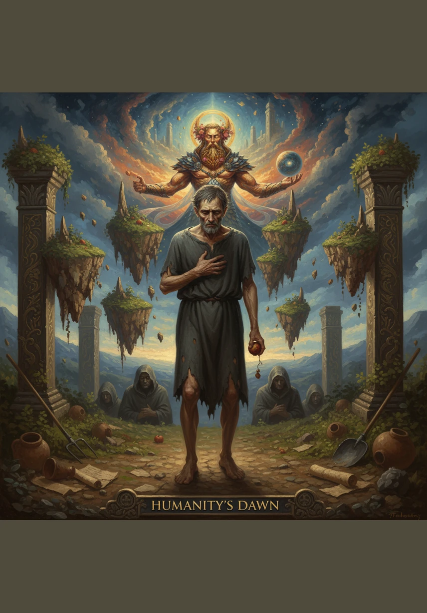 En lo profundo de su pecho, Adán siente una grieta que divide su voluntad entre el deseo de lo bueno y una nueva inclinación hacia lo oscuro. La pureza de su alma se ha marchitado como una flor sin agua, dejando espacio a una batalla interna que lo acompañará por siempre. El mundo exterior ya no es el único lugar donde existe el conflicto, ahora la guerra vive en su interior.