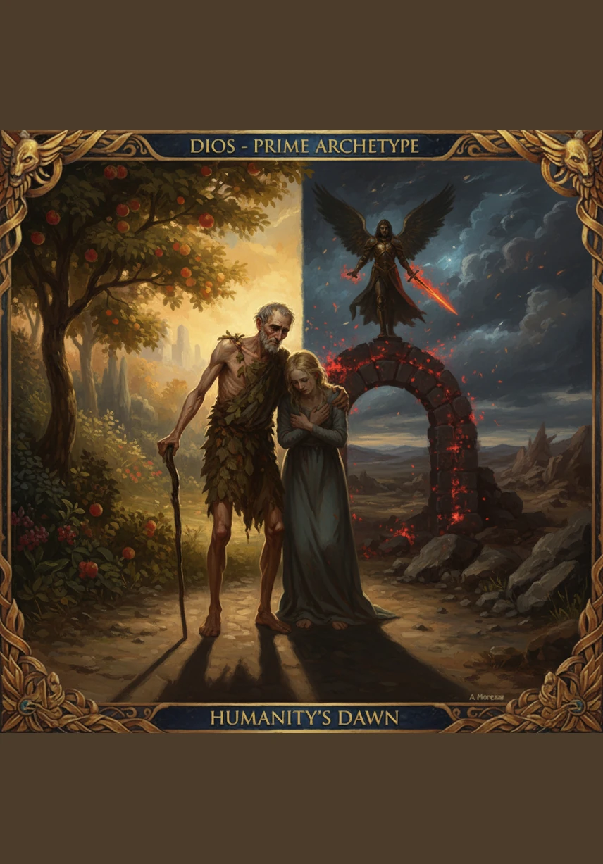 Caminando hacia los límites del jardín, Adán observa por última vez los árboles cargados de vida que pronto quedarán fuera de su alcance para siempre. Cada paso hacia la salida es una despedida dolorosa de la plenitud y la paz absoluta que conoció en su hogar original. El aire del exterior sopla frío y desconocido, anunciando un mundo que no conoce su nombre ni su origen.