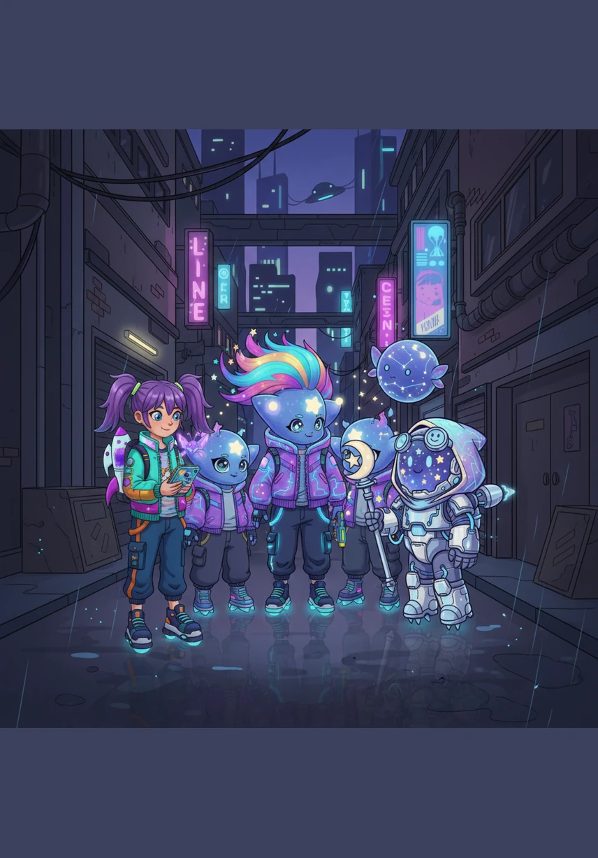 Lumina gathered her star friends together, their points glowing with determination as they formed a sparkling search party. They whispered to one another in light, deciding they wouldn't rest until they found where Luna was hiding.