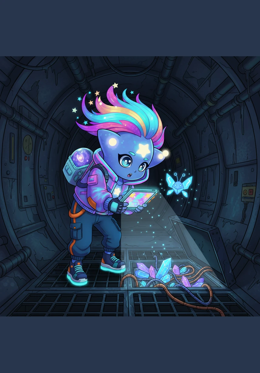 Finally, Lumina spotted a massive, fluffy cloud with edges that shimmered like liquid silver. It was trembling slightly in the cold air, as if someone inside was trying very hard to stay perfectly still and quiet.