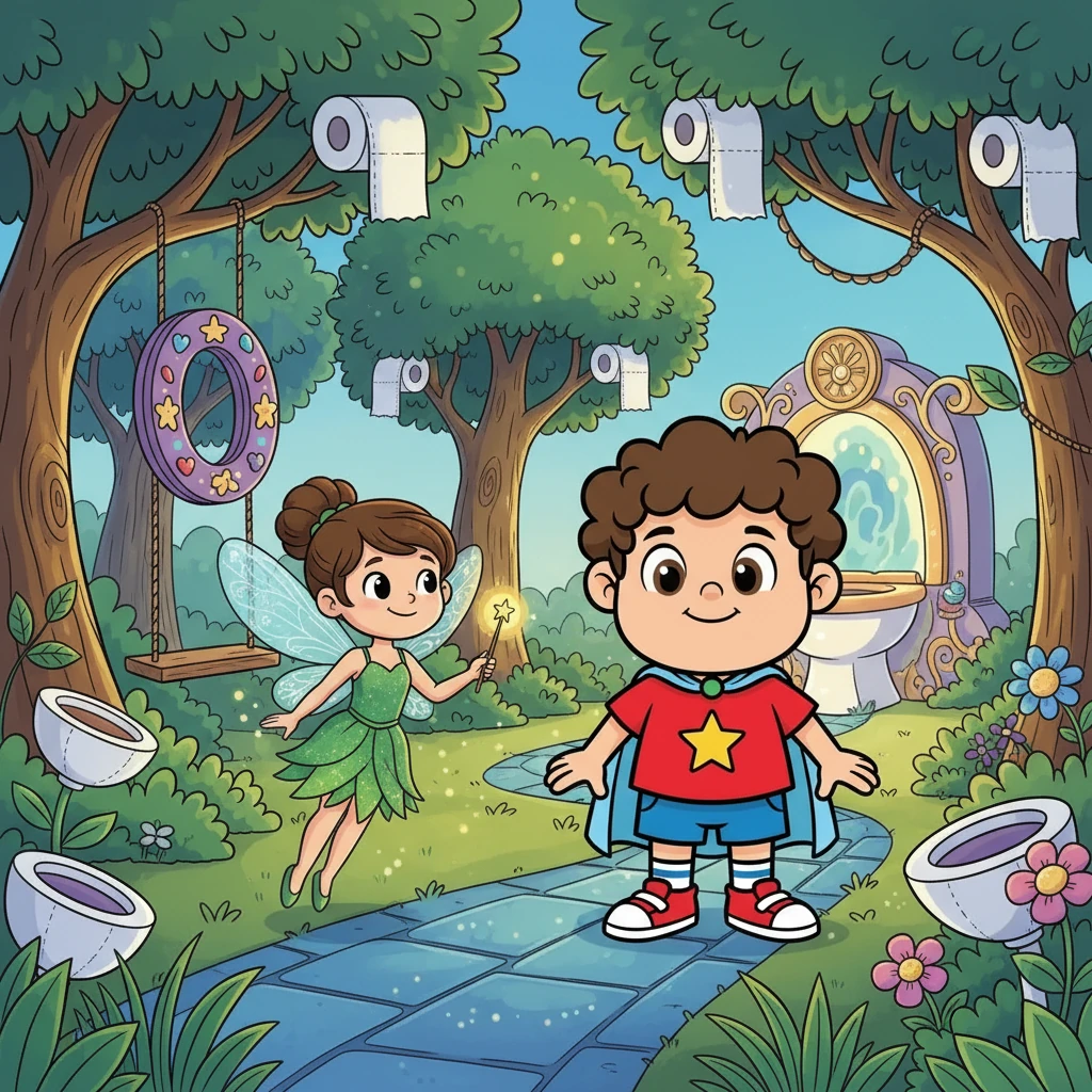 Peri, Güney'e gülümsedi ve "Merhaba! Sanırım tuvaletin geldi. Seni büyülü bir maceraya davet ediyorum, Tuvalet Krallığı'na gidelim!" dedi. Güney şaşkınlıkla "Gerçekten bir krallık mı var?" diye sordu. Peri başını salladı ve onları Gizemli Tuvalet Ormanı'na götürdü.