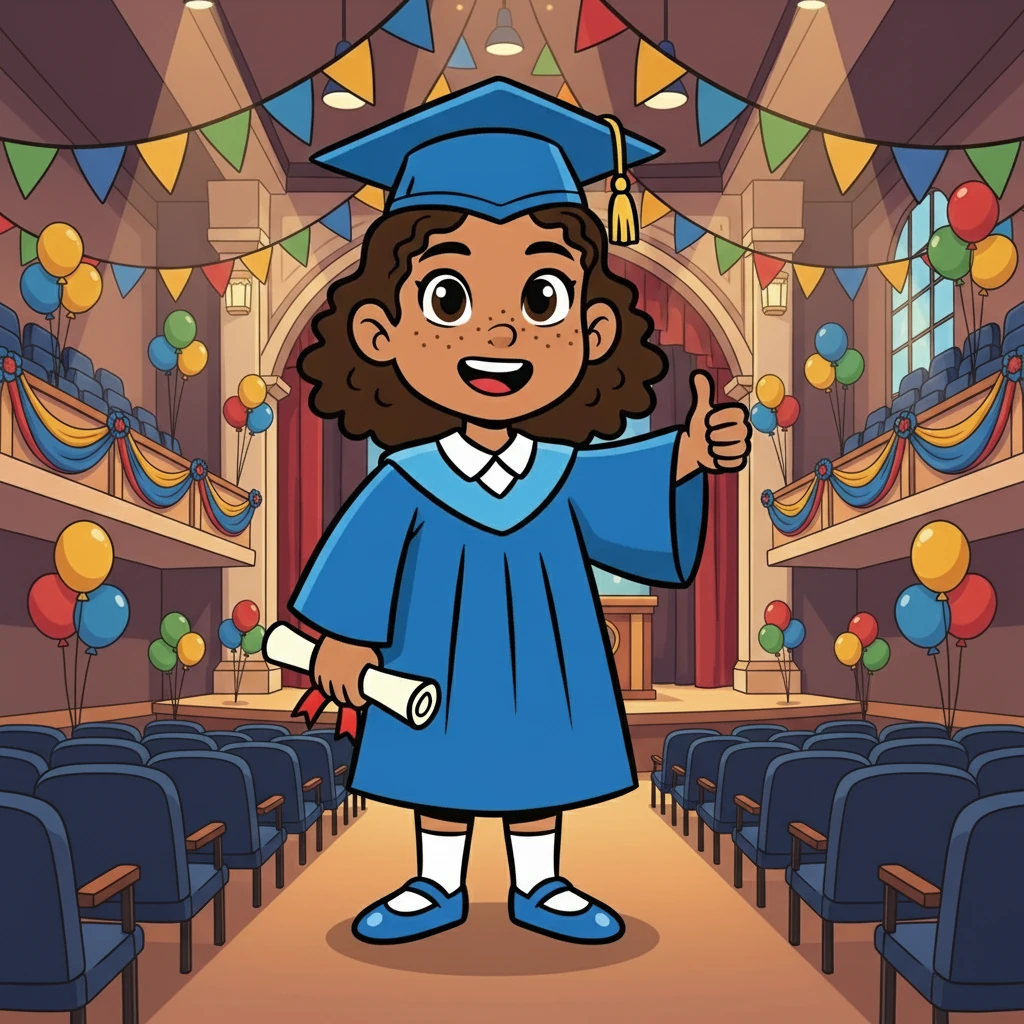 The auditorium was decorated with colorful banners and balloons, a testament to the joyous occasion. Maya took a deep breath, remembering all the late nights studying and the challenges she overcame. Her heart swelled with gratitude.
