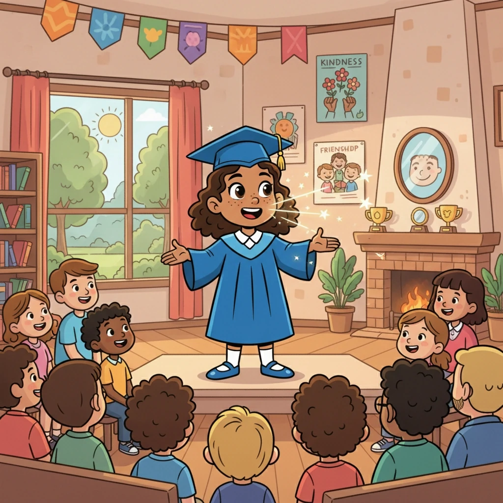 She began to speak, her voice clear and strong, sharing memories of laughter and lessons learned. She spoke of the importance of kindness, the value of friendship, and the power of believing in yourself. Her words echoed through the room.