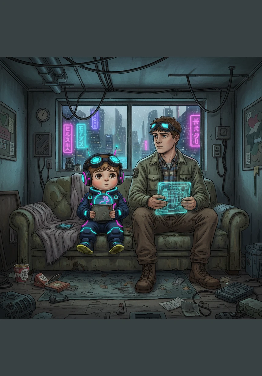 The world suddenly shifted when the parents separated, and the young boys were moved far away to a strange town on the coast. The silence of the new house was heavy and unsettling, filled with the ache of a father who was no longer there to share their daily rhythm.