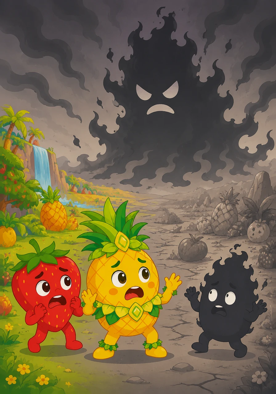 Mais une ombre grise et sinistre commence à s'étendre sur l'horizon, étouffant la musique et décolorant les paysages autrefois éclatants. Le Grand Silence menace de transformer ce paradis fruité en un désert triste, figé et totalement sans saveur.