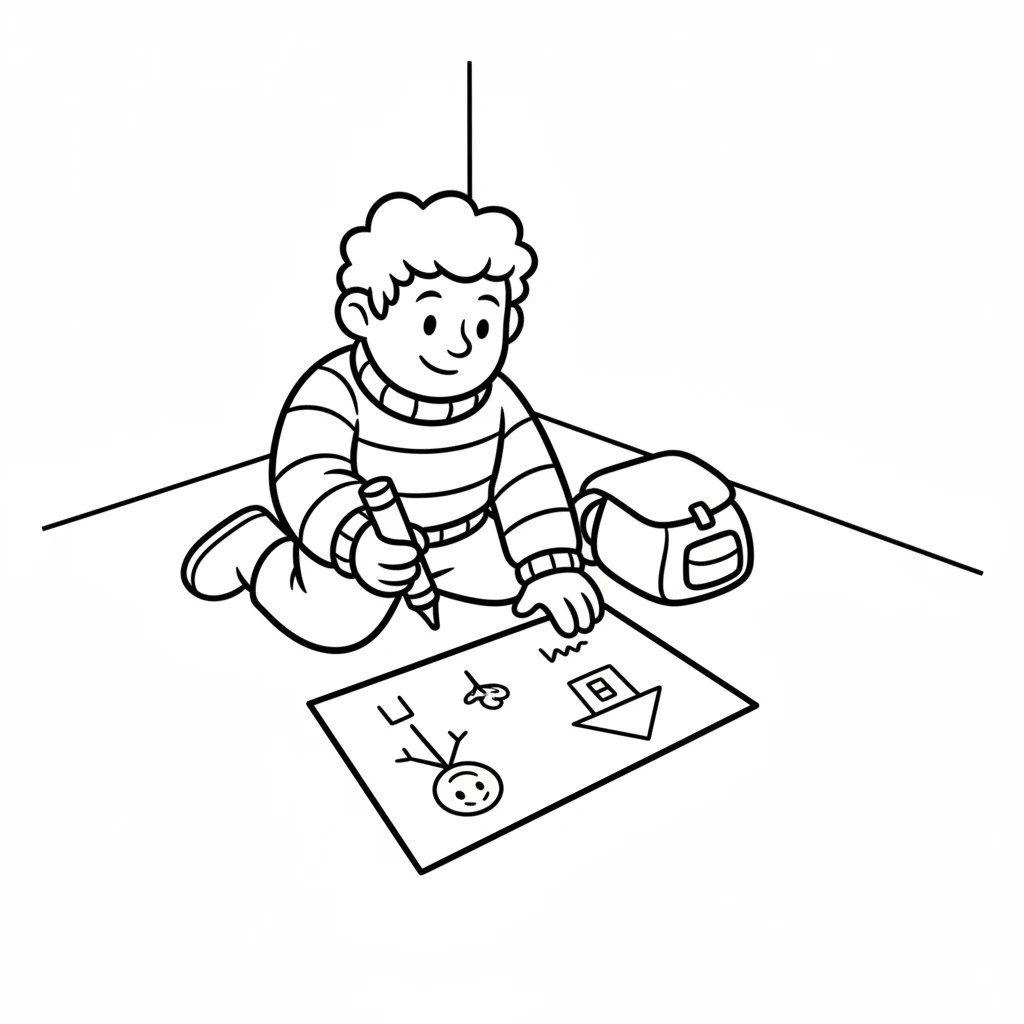 Leo sat down, a piece of paper before him and a colorful crayon in hand. He began to draw, simple lines forming shapes and figures. The joy of creation filled the room, washing away his earlier worries.