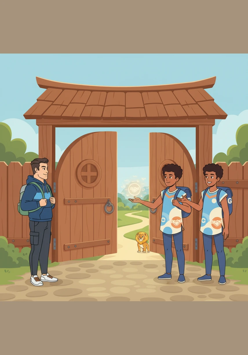 At the village gates, Oliver meets the friendly Greeting Guardians who teach him how to say hello, introduce himself, and bid farewell. They exchange relevant questions and answers, unlocking the path forward with the power of polite conversation.
