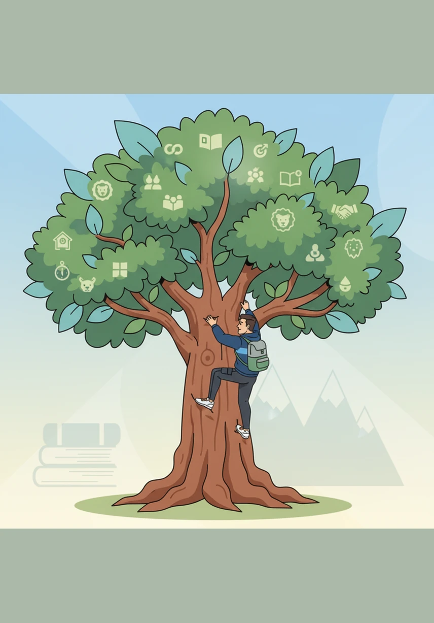 Oliver climbs the great Family Tree, discovering ancient branches that represent his ancestors and relatives. He uses the present perfect tense to talk about the many experiences he has had since his journey into the world of words began.