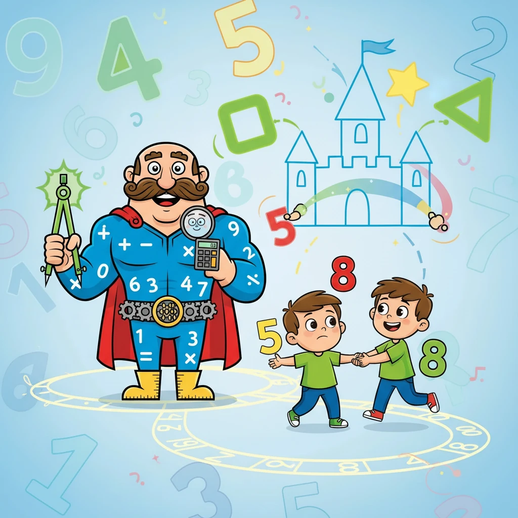 Matematik Adam, Ali'ye matematik oyunları ve bulmacalarla matematiği öğretmeye başladı. Ali, ilk başta tereddüt etse de, oyunlar sayesinde matematiğin aslında çok eğlenceli olduğunu fark etti. Birlikte sayılarla dans ettiler ve şekillerle resimler yaptılar.