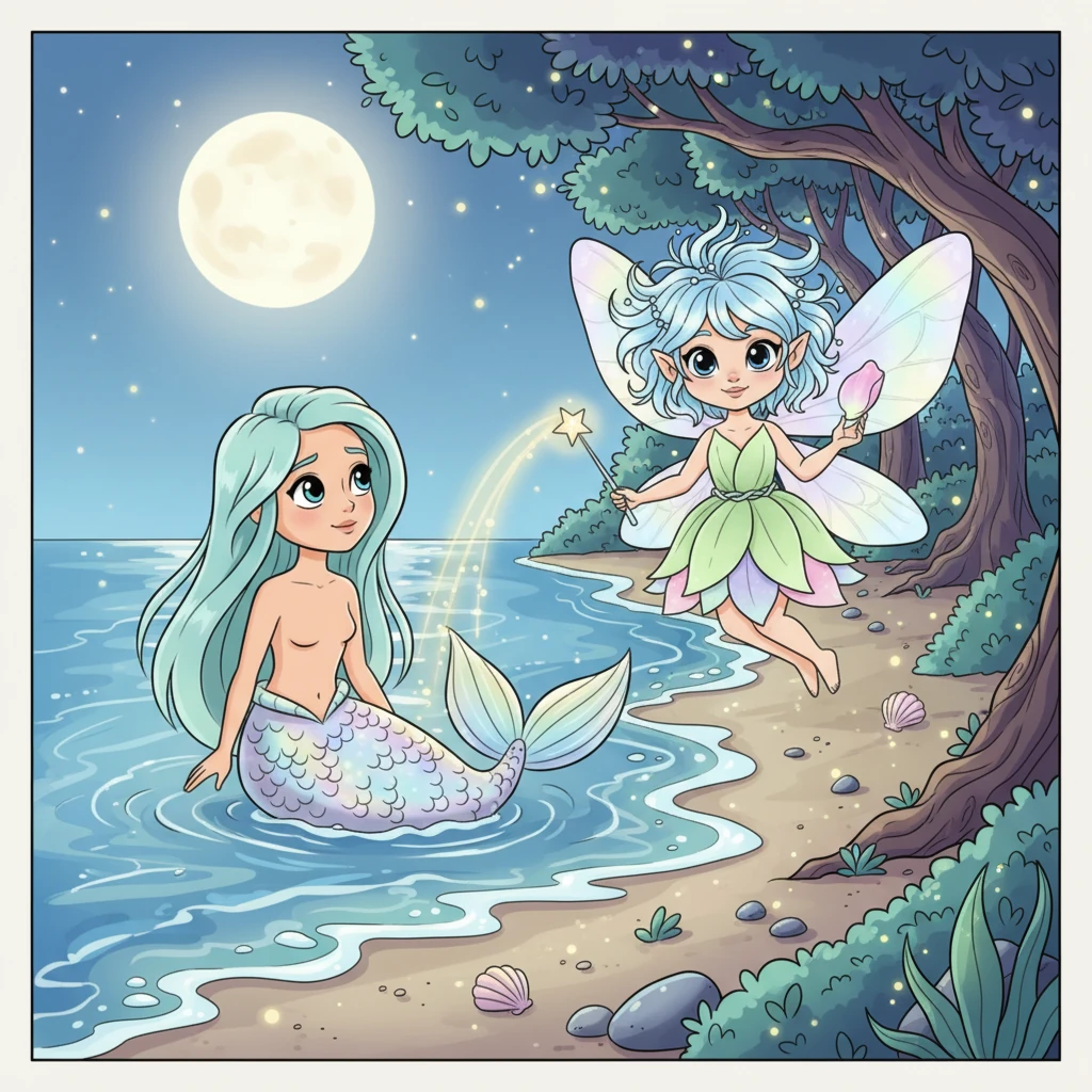 The Moonlit Meeting: A Tale of Sea and Sky