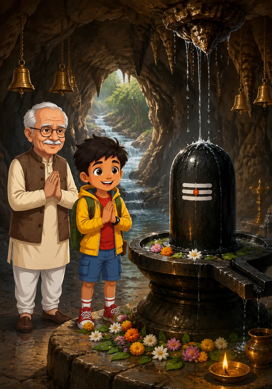 कबीर प्रसिद्ध टपकेश्वर महादेव मंदिर पहुँचता है, जहाँ एक गुफा के भीतर प्राकृतिक रूप से शिवलिंग पर पानी की बूंदें टपक रही हैं। यहाँ बहती तमसा नदी की कल-कल और घंटियों की आवाज़ मन को एक अनोखी शांति देती है।