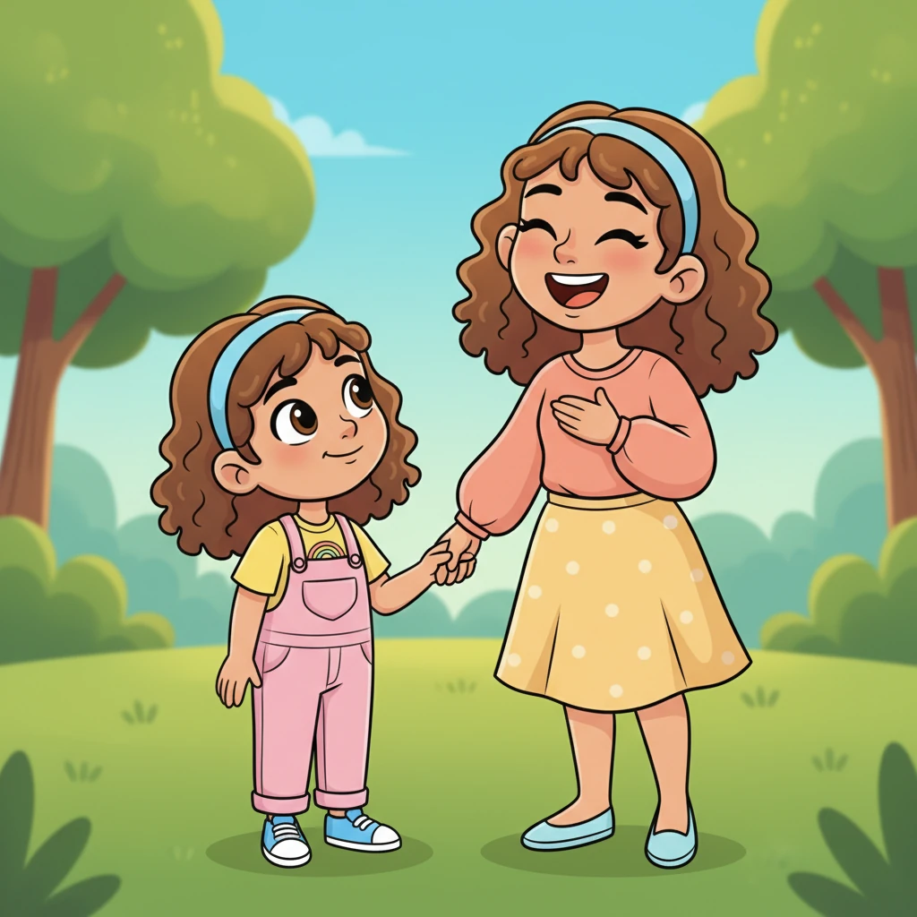 Her mom let out a soft, happy giggle, her eyes sparkling with affection. Lily looked up at her mom's joyful face, feeling a wave of warmth spread through her own little heart, understanding the depth of their love.