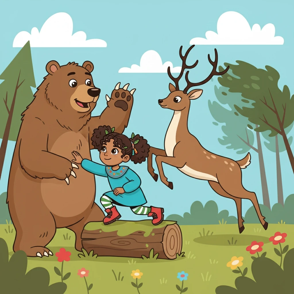 El oso gruñón, creyendo saberlo todo, dijo que la mejor forma de proteger el bosque era con fuertes garras. El ciervo elegante defendió la importancia de la velocidad para escapar del peligro.