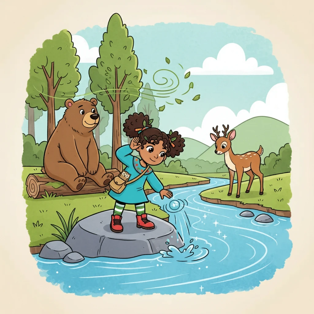 El oso, al escuchar el susurro de los árboles, entendió la importancia de protegerlos. El ciervo, al oír el fluir del río, comprendió la necesidad de cuidar el agua.