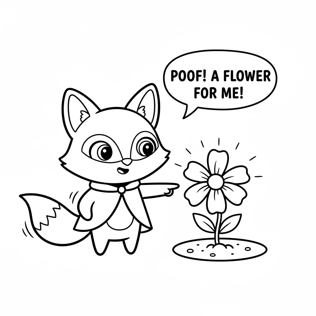 With a hopeful wag of his tail, Pip pointed his paw at a patch of bare earth. Instantly, a bright, cheerful flower popped up, blooming just for him. I