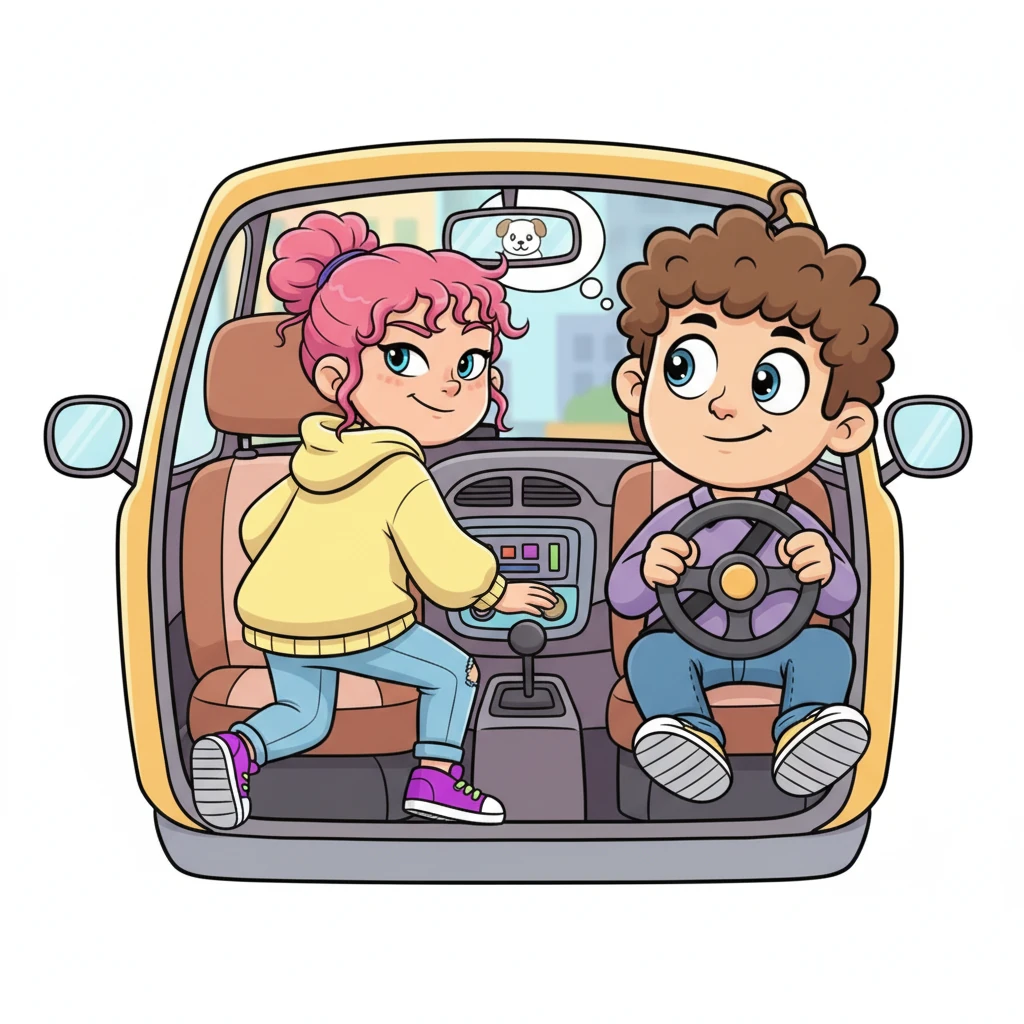 Dagmara enters the car, a sly, knowing smile playing on her lips as she settles into the seat. Michał, now back behind the wheel, glances at her in the rearview mirror, his expressive eyes wide with adoration and absolute submission. He is her driver, her servant, her willing 'dog,' captivated by the power of her presence and the sight of her feet.